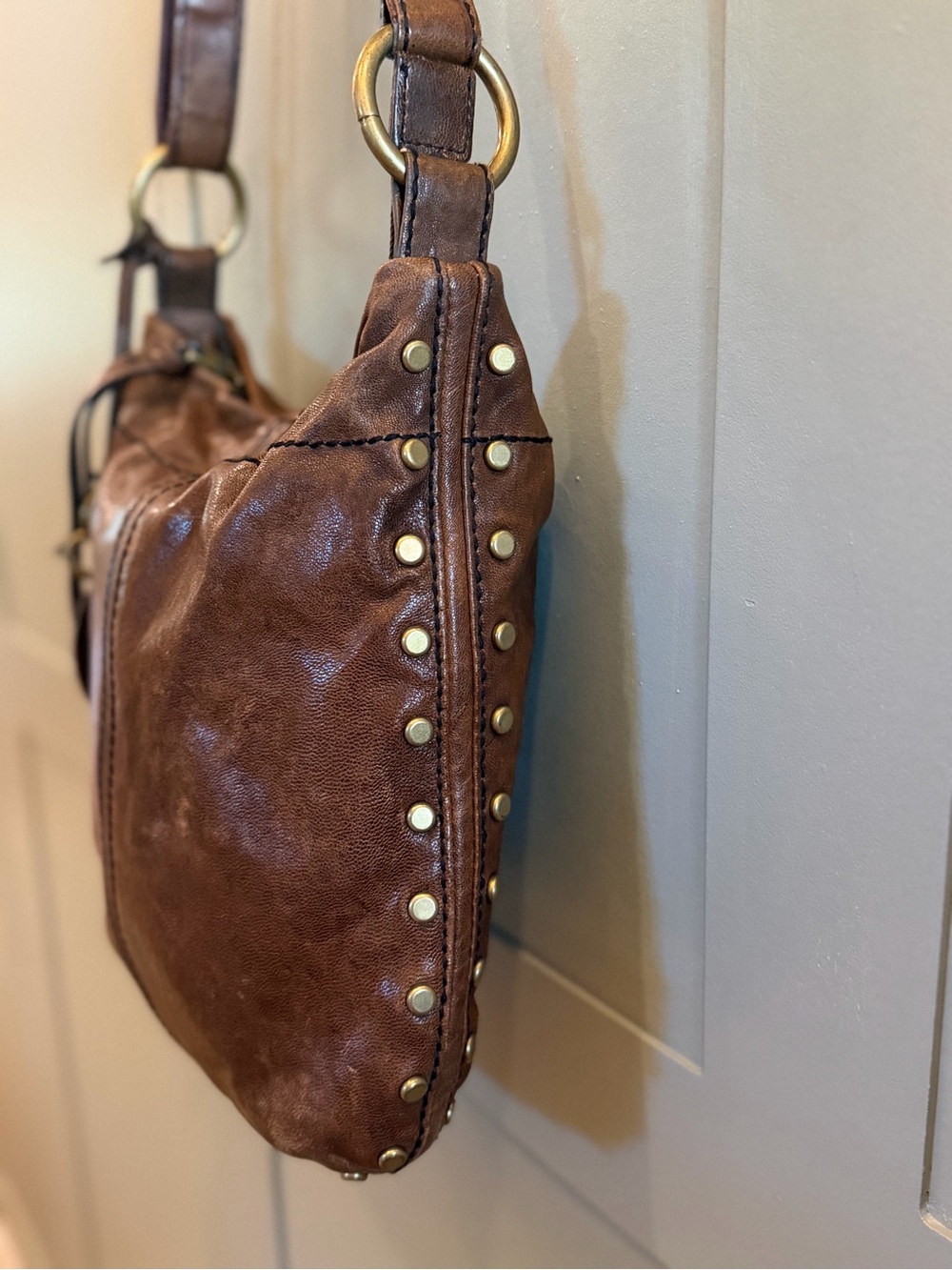 Fossil Leather Crossbody Bag with Brass Hardware - Picture 5 of 10